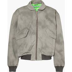 Acne Studios Outerwear Acne Studios Mens Mid Grey Faded-wash Brand-embroidered Cotton Bomber MID GREY