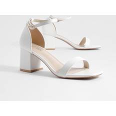 White Heels & Pumps boohoo Womens Wide Fit Low Block Barely There Heels - White