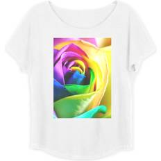 Boyfriend T-shirts Vida Boatneck Boyfriend Tee Rainbow Roses in Blue/Green/Pink Original Artist