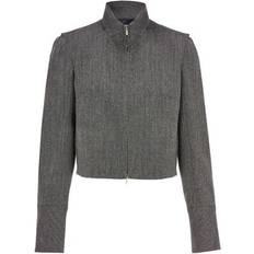 Ferragamo Women Jackets Ferragamo Zip-up Cropped Tweed Jacket