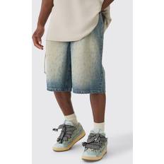 Vaatteet boohooMAN Distressed Regular Denim Jorts - Antique Blue