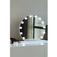 Living and Home Hollywood Vanity Mirror with 12 Bulbs,Bathroom Bedroom Dormitory Round Makeup Mirror 50*45CM Natural Size