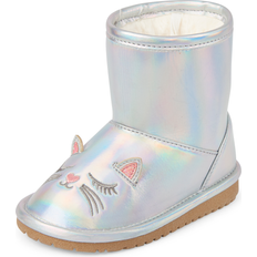 Silver Boots The Children's Place Toddler Girls Iridescent Cat Boots 10T Silver 100% Faux