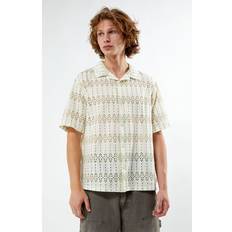 Guess Men Shirts Guess Embroidered Camp Shirt - Beige