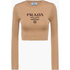 Prada Jumpers Prada Cropped silk sweater with logo