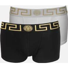 Versace Boxers Men's Underwear Versace Men's 2-Pack Greca Border Boxer Trunks, Black/White 32/33/32