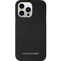 Mobile Phone Accessories Maison de Sabre Leather Phone Case iPhone 13 Pro Black Caviar