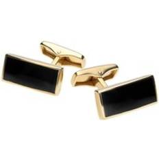 Cufflinks C. W. Sellors 9ct Gold Whitby Jet Slim Oblong Cufflinks