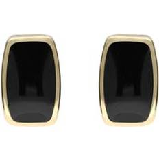 9 carati Orecchini C. W. Sellors 9ct Gold Whitby Jet Dinky Barrel Stud Earrings Gold