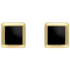 Jewellery C. W. Sellors 9ct Gold Whitby Jet Dinky Square Stud Earrings Gold