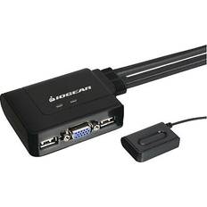 2-port usb vga cabled kvm switch 2048 x 1536 remote button switch Black 3"