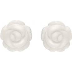 Agate Earrings C. W. Sellors Sterling Silver White Agate Tuberose 10mm Rose Stud Earrings Silver