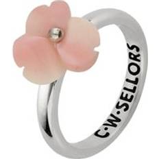 Pink Rings C. W. Sellors Sterling Silver Pink Conch Tuberose 10mm Clover Ring Silver