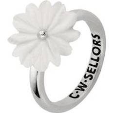 Jewellery C. W. Sellors Sterling Silver White Agate Tuberose 15mm Daisy Ring Silver