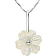 Silver Necklaces C. W. Sellors Sterling Silver White Mother of Pearl Tuberose 18mm Dahlia Necklace Silver