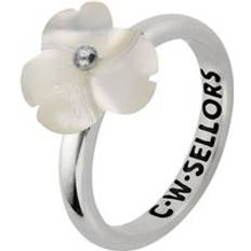 White Rings C. W. Sellors Sterling Silver White Mother of Pearl Tuberose 10mm Clover Ring Silver