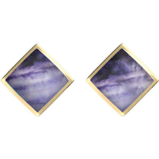 9 carati Orecchini C. W. Sellors 9ct Gold Blue John Rhombus Earrings Gold