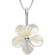 Jewellery C. W. Sellors Sterling Silver White Mother of Pearl Tuberose 22mm Desert Rose Necklace Silver