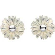 White Earrings C. W. Sellors Sterling Silver White Mother of Pearl Tuberose 6mm Daisy Stud Earrings Silver