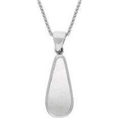 Mother of Pearl Necklaces C. W. Sellors 18ct White Gold Whitby Jet Mother Of Pearl Double Sided Pear Cut Fob Necklace White Gold