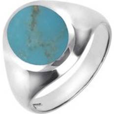 Oro Blanco Anillos C. W. Sellors 9ct White Gold Turquoise Oval Signet Ring White Gold