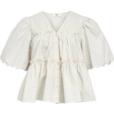 Object Objhope S/S Re V-Neck Top 4674419 White Sand hvid XS/34