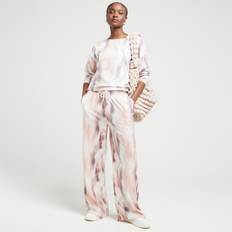 River Island Womens White Marble Wide Leg Joggers Short