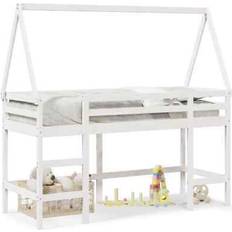 Barnerom vidaXL Loft Bed with Ladder and Roof Solid Wood Pine