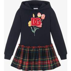 Dolce & Gabbana Girls Navy Blue Cotton Wool Dress