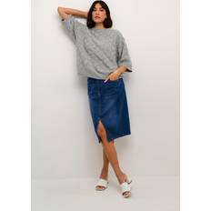 Leather - Women Jumpers Kaffe Round-neck Knitwear - Gray