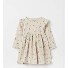 Polarn O. Pyret Dresses Polarn O. Pyret Ribbed Floral Print Baby Dress Beige 9-12m x