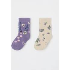 Organic Cotton Socks Polarn O. Pyret Two Pack Kids Socks Purple 8-10y x