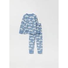 Dinosaurer Nattøy Polarn O. Pyret Mustache Print Kids Pyjamas Blue 8-10y x 134/140