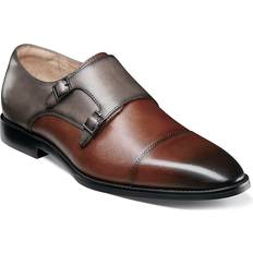 Gray - Men Monks Stacy Adams Raythorne Monk Strap SlipOn Men's Grey/Tan Slip-Ons Monk Strap