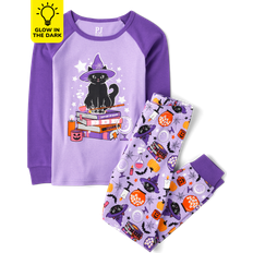 Nightwear The Children's Place Girls Glow Cat Witch Snug Fit Cotton Pajamas Lilac Rose