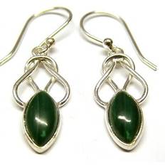 Malachite Earrings Jewellerybox Handmade in 925 sterling silver real malachite celtic drop earrings gift bag