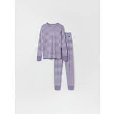 Purple - Unisex Sleepwear Polarn O. Pyret Striped Adult Pyjamas Purple x