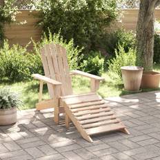 Pink Patio Chairs vidaXL Adirondack Chair with Ottoman Natural Wood 90.5cm H x 69cm W x 145.5cm D