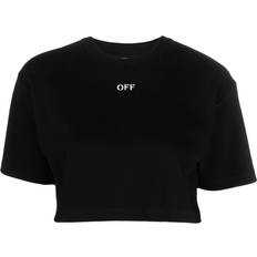 Cotton - Women T-shirts Off-White Logo Crop T Shirt Black