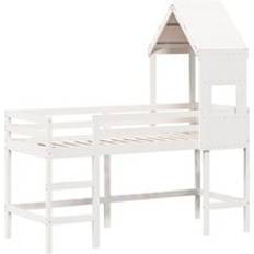 Loftsängar vidaXL Loft Bed with Ladder and Roof Solid Wood Pine