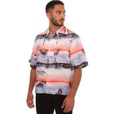 Wood Wood Mens Charlie Reversible Collar Shirt in Multi colour Multicolour Viscose