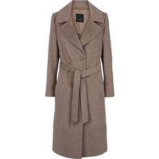 Cashmere Coat W Clareta Belt Midi - Light Camel