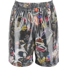 Acne Studios Shorts Acne Studios Rudent Foiled Print Shorts - Black