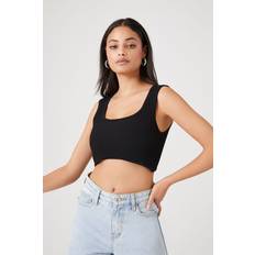 Tank Tops Forever 21 Women's Sweater-Knit Cropped Tank Top in Black