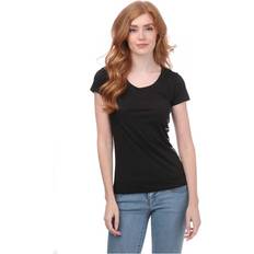 Armani Women Clothing Armani Womenss Slim-Fit T-Shirt in Black Cotton