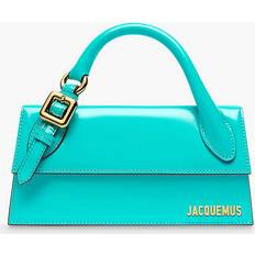 Turquoise Handbags Jacquemus Turquoise Le Chiquito Long Boucle Leather Top-handle Bag TURQUOISE