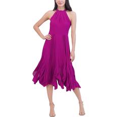 Evening Gowns - Slim Dresses Eliza J Halter Pleated Ruffle Trim Dress Berry