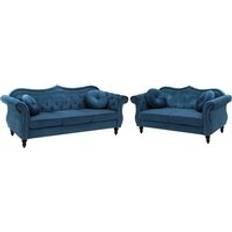 Sofa Set - Velvet Sofas Beliani Retro Room Velvet Set SKIEN Sofa 2pcs