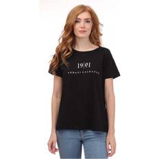 Armani Women Clothing Armani Womenss Regular-Fit T-Shirt in Black Cotton