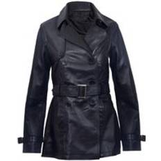 Natural - Women Coats Infinity Leather Mid Length Leather Trench Coat -Oakham Black